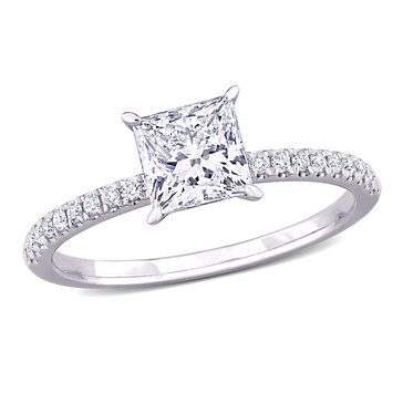 Created Forever 1 1/6 cttw Princess and Round Cut Lab Grown Diamond Solitaire Engagement Ring