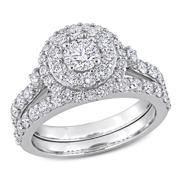 Created Forever 1 3/4 cttw Lab Grown Diamond Double Halo Bridal Ring Set