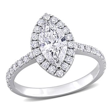 Created Forever 1 cttw Marquise and Round Cut Lab Grown Diamond Halo Engagement Ring