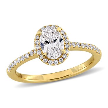 Created Forever 1 cttw Oval and Round Cut Lab Grown Diamond Halo Engagement Ring