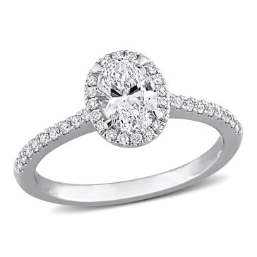 Created Forever 1 cttw Oval and Round Cut Lab Grown Diamond Halo Engagement Ring