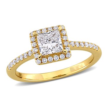 Created Forever 1 cttw Princess and Round Cut Lab Grown Diamond Halo Engagement Ring