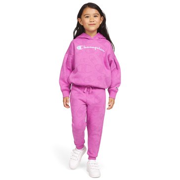 Champion Little Girls' Tonal Print Fleece Hoodie Sets