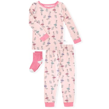 Sleep On It Toddler Girls' Ballerina Tight Fit Sleep Sets