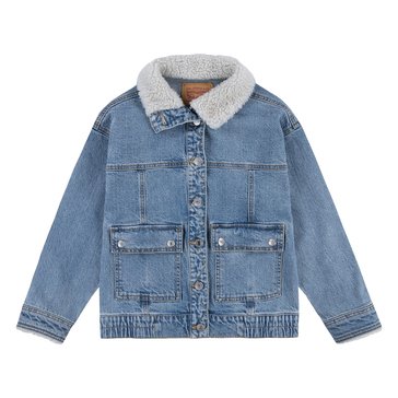 Levi's Big Girls' Denim Jacket with Sherpa Collar