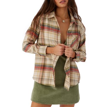 O'Neill Women's Logan Long Sleeve Mini Plaid Relax Fit Flannel Shirt