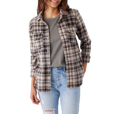 O'Neill Women's Zuma Super Fleece Long Sleeve Mini Plaid Flannel Shirt