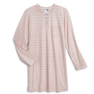 Yarn & Sea Women's Striped Henley Nightshirt