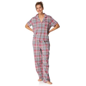 Yarn & Sea Women's Plaid Notch Collar Sleep Set