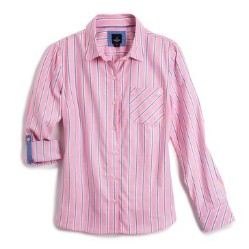 Nautica Women's Tribal Stripe Roll Tab Shirt