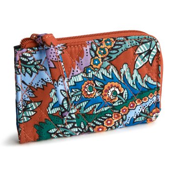 Vera Bradley Flowers Feathers Zip Card Pouch