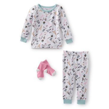 Sleep On It Infant Girls' Tight Fit Set with Socks