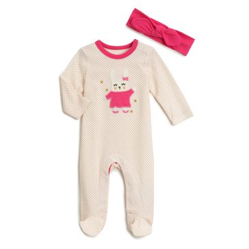 Wanderling Baby Girls' 2-Piece Coverall Set with Headband