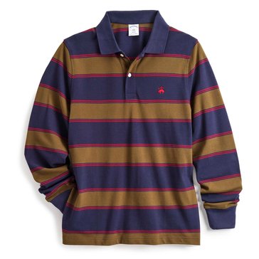 Brooks Brothers Men's Long Sleeve Striped Pique Polo 