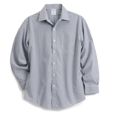 Brooks Brothers Men's Long Sleeve Checkered Dobby Regular Dress Shirt 