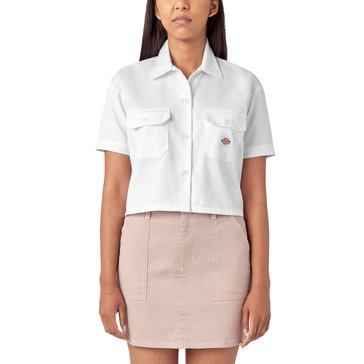 Dickies Women's Short Sleeve Cropped Solid Work Shirt