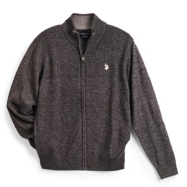 US Polo Assn. Men's Textured Yoke Full Zip Sweater