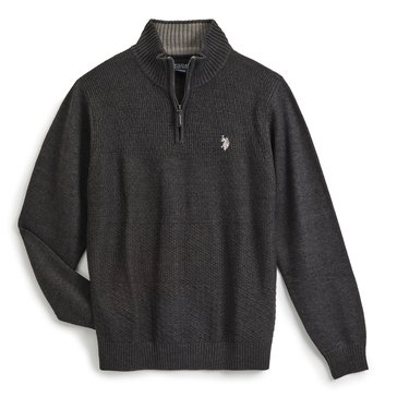 US Polo Assn. Men's Textured Front Quarter Zip Sweater 