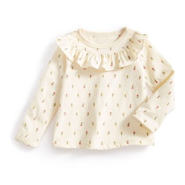 Wanderling Baby Girls' Long Sleeve Ruffle Top