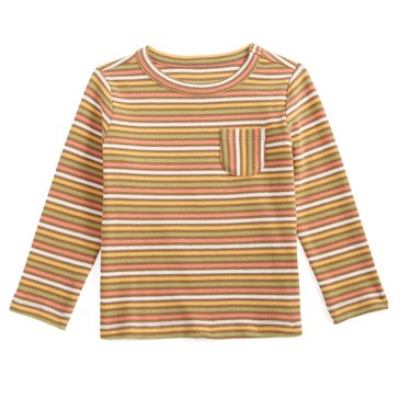 Wanderling Baby Boys' Ribbed Foliage Stripe Tee