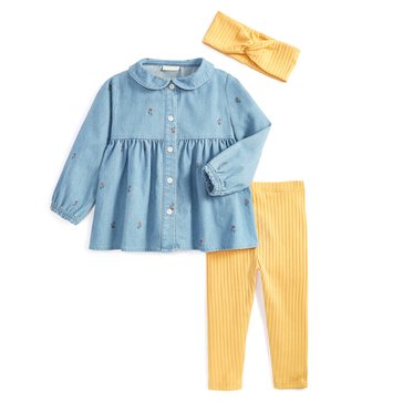 Wanderling Baby Girls' Chambray Tunic Set