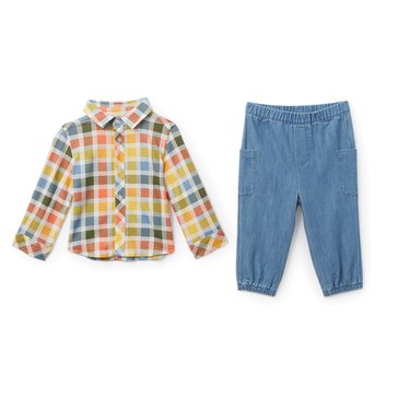 Wanderling Baby Boys' Game Day Plaid Set