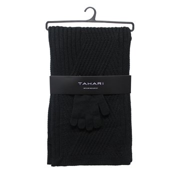 Tahari Chevron Ribbed Knit Scarf And Glove Set