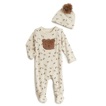 Wanderling Baby Boys' Pompom Hat Coverall Set