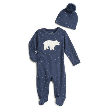 Wanderling Baby Boys' Pompom Hat Coverall Set