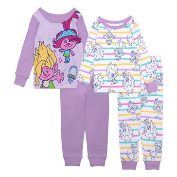 Trolls Toddler Girls' 4-Piece Cotton Pajama Sets