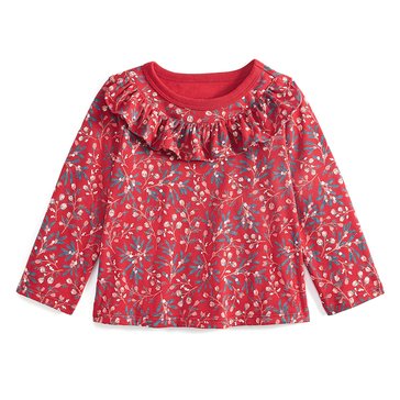 Wanderling Baby Girls' Long Sleeve Berry Bloom Ruffle Top