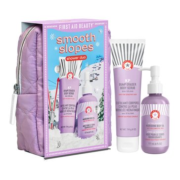 First Aid Beauty Smooth Slopes Shower Duo Holiday Gift Set and Travel Bag