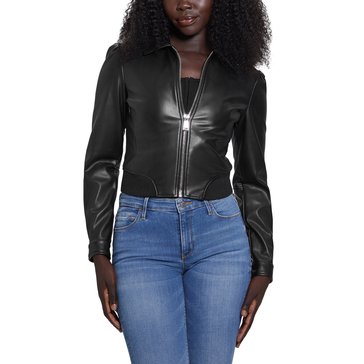 Guess Women's Fancy Zipped PU Leather Jacket