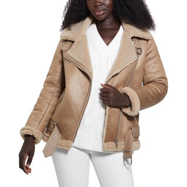 Guess Women's Lena Belted Faux Shearling Jacket