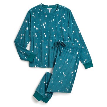 Peace Love & Dreams Women's Packaged Trees Velour Sleep Set