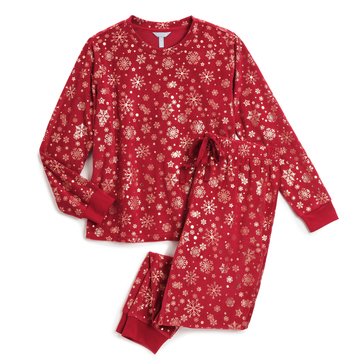 Peace Love & Dreams Women's Packaged Printed Velour Sleep Set