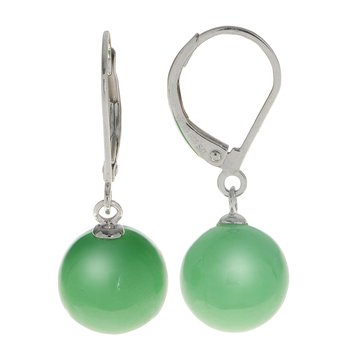 Imperial Dyed Green Jade Drop Leverback Earrings