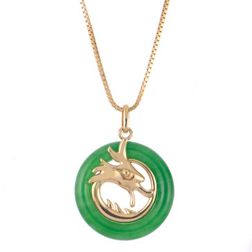 Imperial Dyed Green Jade Round Dragon Pendant