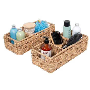 HCD Multi-Purpose Wicker Baskets with Dividers, Set of 2