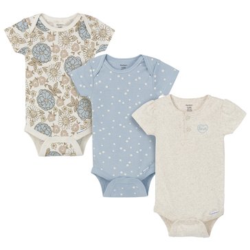 Gerber Baby Girls' Retro Floral Bodysuits 3-Pack