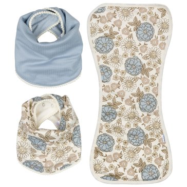 Gerber Baby Girls' Retro Floral Bib and Burp Cloth Set