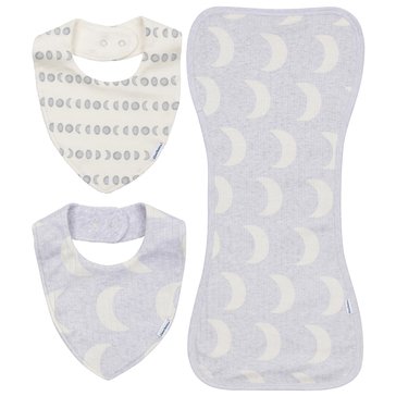 Gerber Baby Neutral Grey Bib and Burp Cloth Set