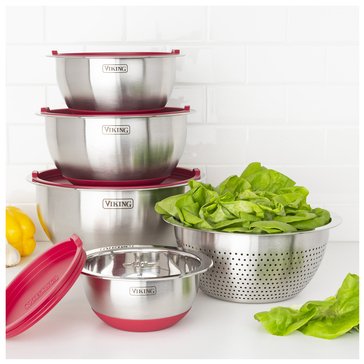 Viking 9-Piece Stainless Steel Mixing Bowl Set with Lids and Colander