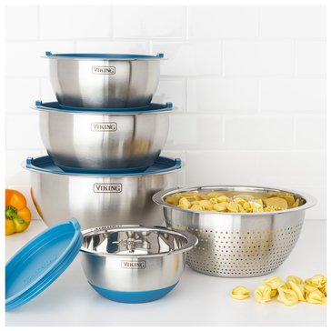 Viking 9-Piece Stainless Steel Mixing Bowl Set with Lids and Colander