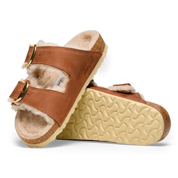 Birkenstock Arizona Shearling Big Buckle Oiled Leather Sandal