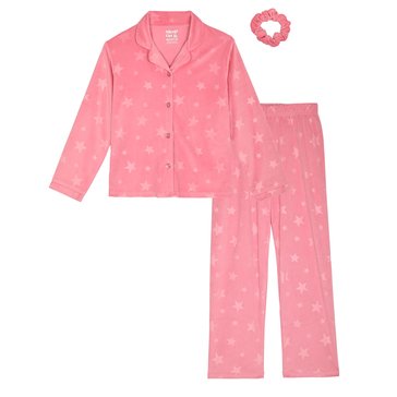 Sleep On It Big Girls' Velour Stars Pajama Coat Sets