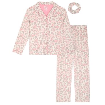 Sleep On It Big Girls' Velour Hearts Pajama Sets