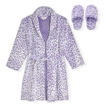 Sleep On It Big Girls' Cheetah Robe Slipper Sets