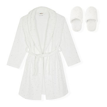 Sleep On It Big Girls' Foil Star Robe Slipper Sets