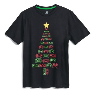 Hollywood Denim Men's Video Game Controller Christmas Tree Graphic Tee